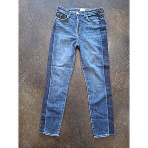L'AGENCE High 10 Skinny Classic Stripe Cotton Stretch Blue Jean/Pre-owned, Sz. 2